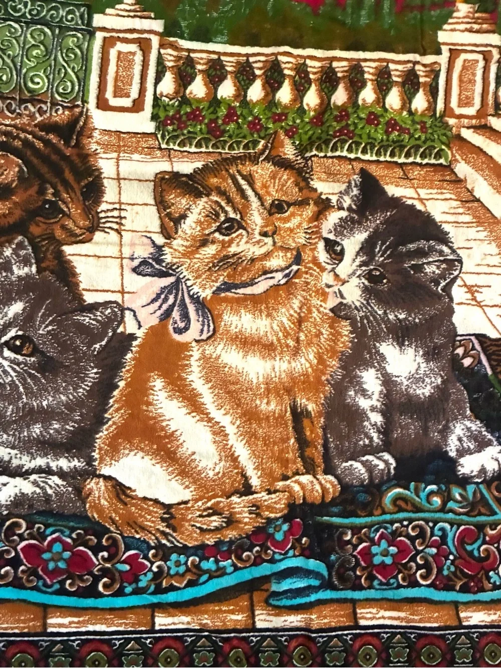 Vintage Kittens Wall Hanging Tapestry 38x55 Cottagecore Cats Decor Large